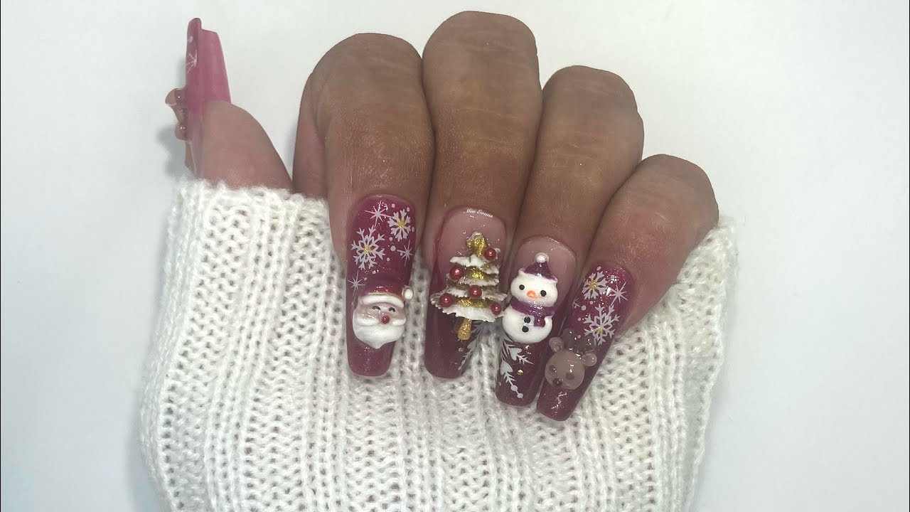 Cute 3D Christmas nail art 