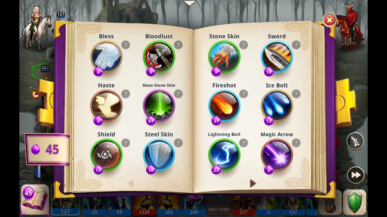 magic world vs key guard boss, vs lots of fire elemental, demon, cerberus,etc using 5 ranged unit