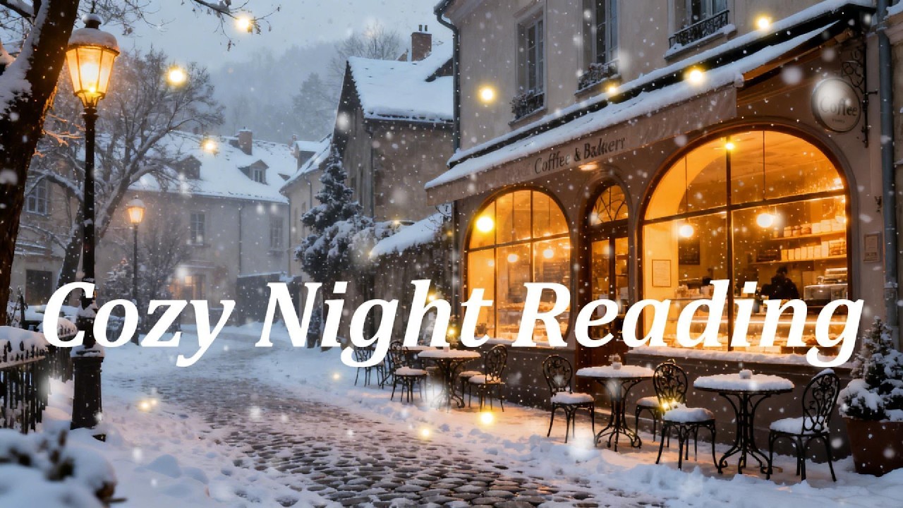 Cozy Winter Street Café Ambience for Reading