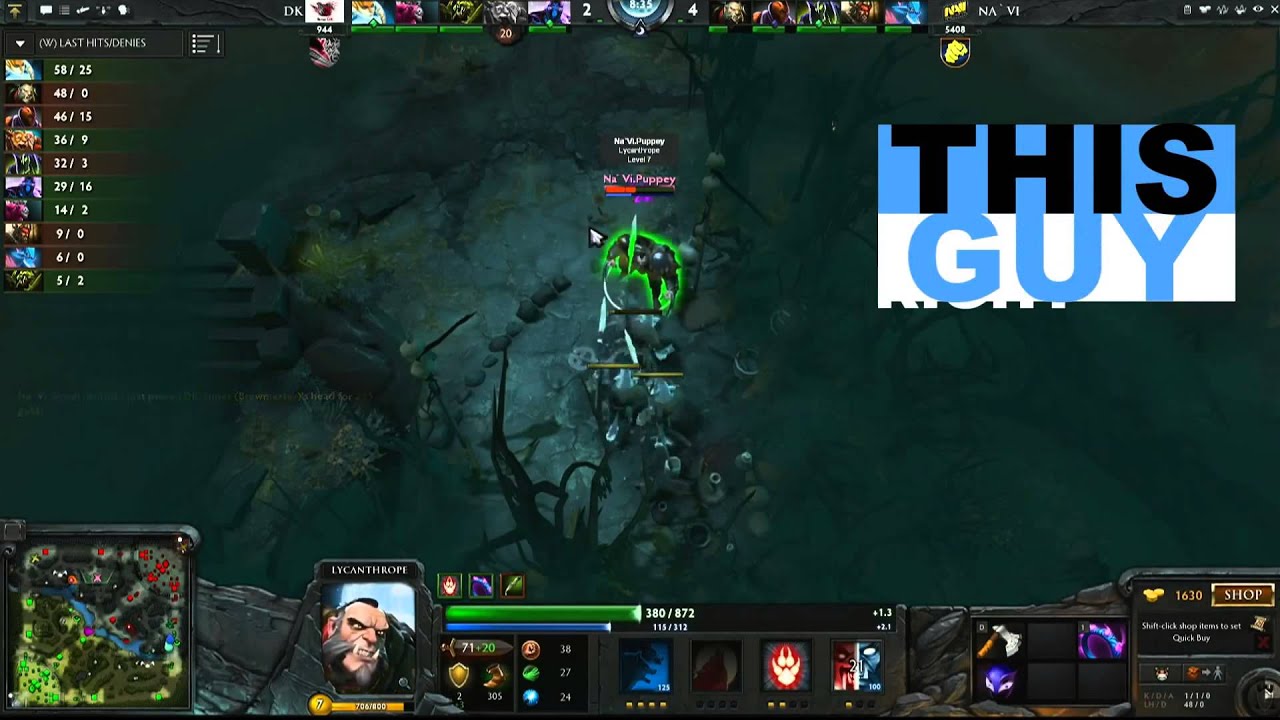 Na`Vi Puppey legendary Lycan block vs DK - TI2