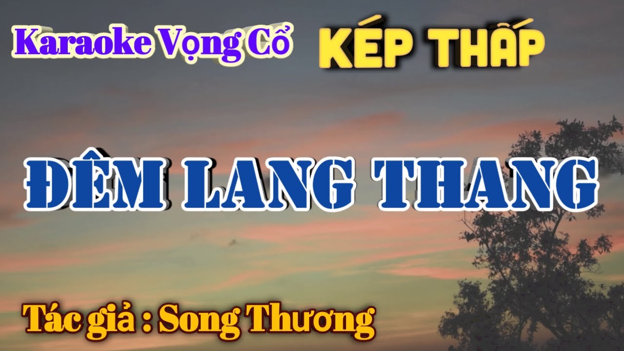 Đêm Lang Thang - Karaoke Vọng cổ Dây Kép Thấp - Tác giả: Song Thương.