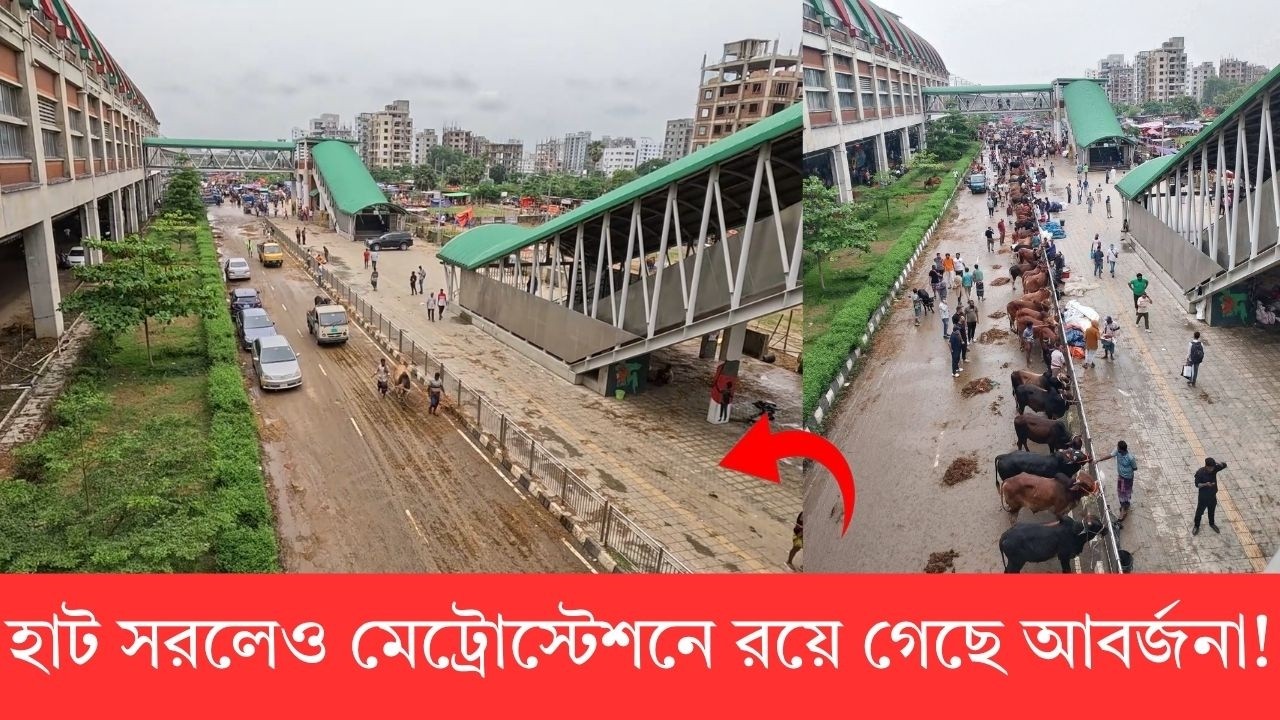গরুর হাট সরানোর পরও পরিষ্কার হয়নি মেট্রো স্টেশন এলাকা ।। Metro Rail Station Cattle Market Removed