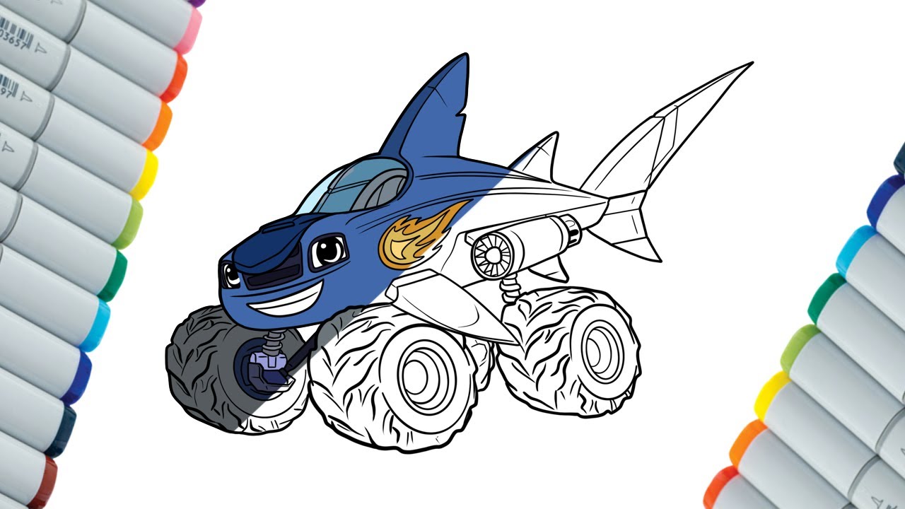 Drawing Blaze Monster Shark | Blaze and the Monster Machines Coloring Pages