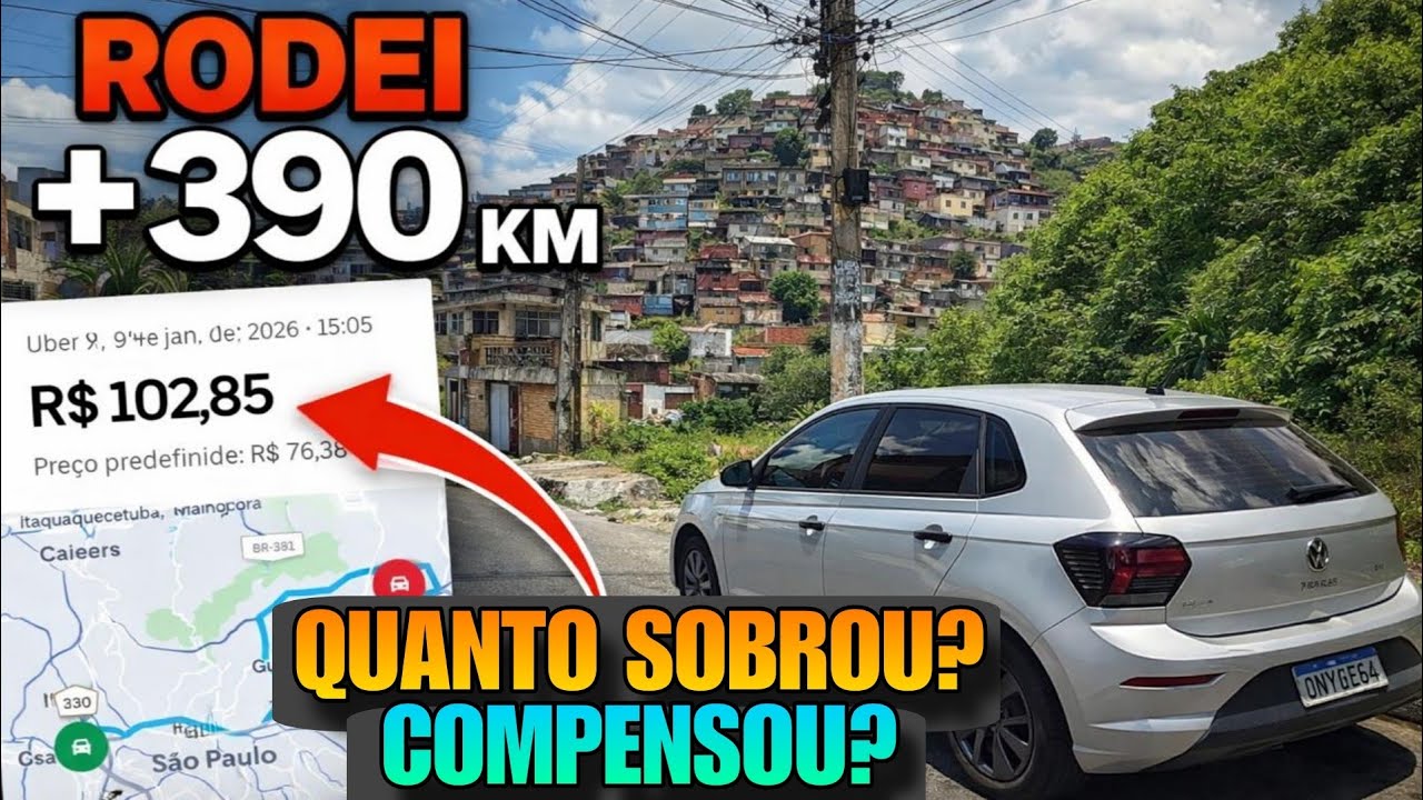 🔴 Rodei +390 KM no primeiro dia de 2026… quanto sobrou? C/ Volkswagen Polo no UberX e 99