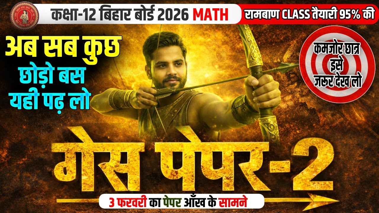 Bihar Board 12th Maths Guess Paper 2026 | Class 12 Maths Important Questions | Bihar Board 2026