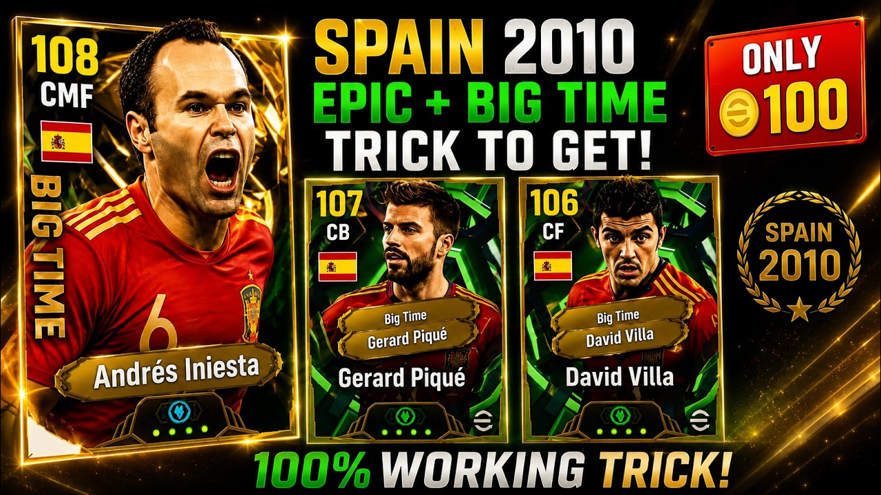 Spain 2010 Epic + Big Time Trick 😱 Get Iniesta, Piqu&eacute; & Villa with 100 Coins!