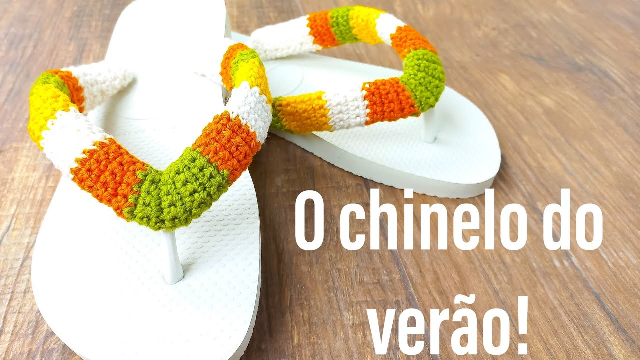 Chinelo Customizado, alça de Crochê [zapatilla personalizada, correa de ganchillo] Tutorial