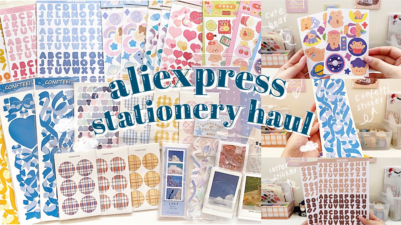 aliexpress stationery haul | actually just a bunch of confetti and letter stickers 🍒✨