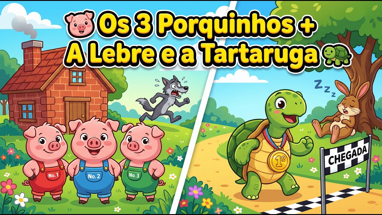 Os Três Porquinhos + A Lebre e a Tartaruga 🐷🐢 | Contos Infantis em Português para Crianças