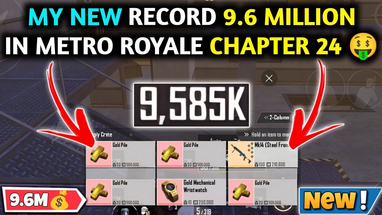MY NEW RECORD 9.6 MILLION 🤑 PUBG METRO ROYALE CHAPTER 24