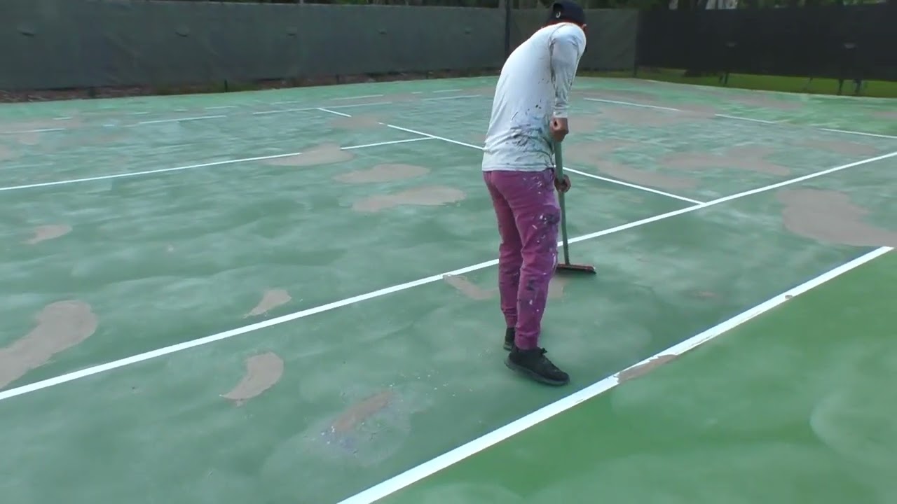 How To Resurface A Hardcourt Tennis Court Day #3   HD 1080p