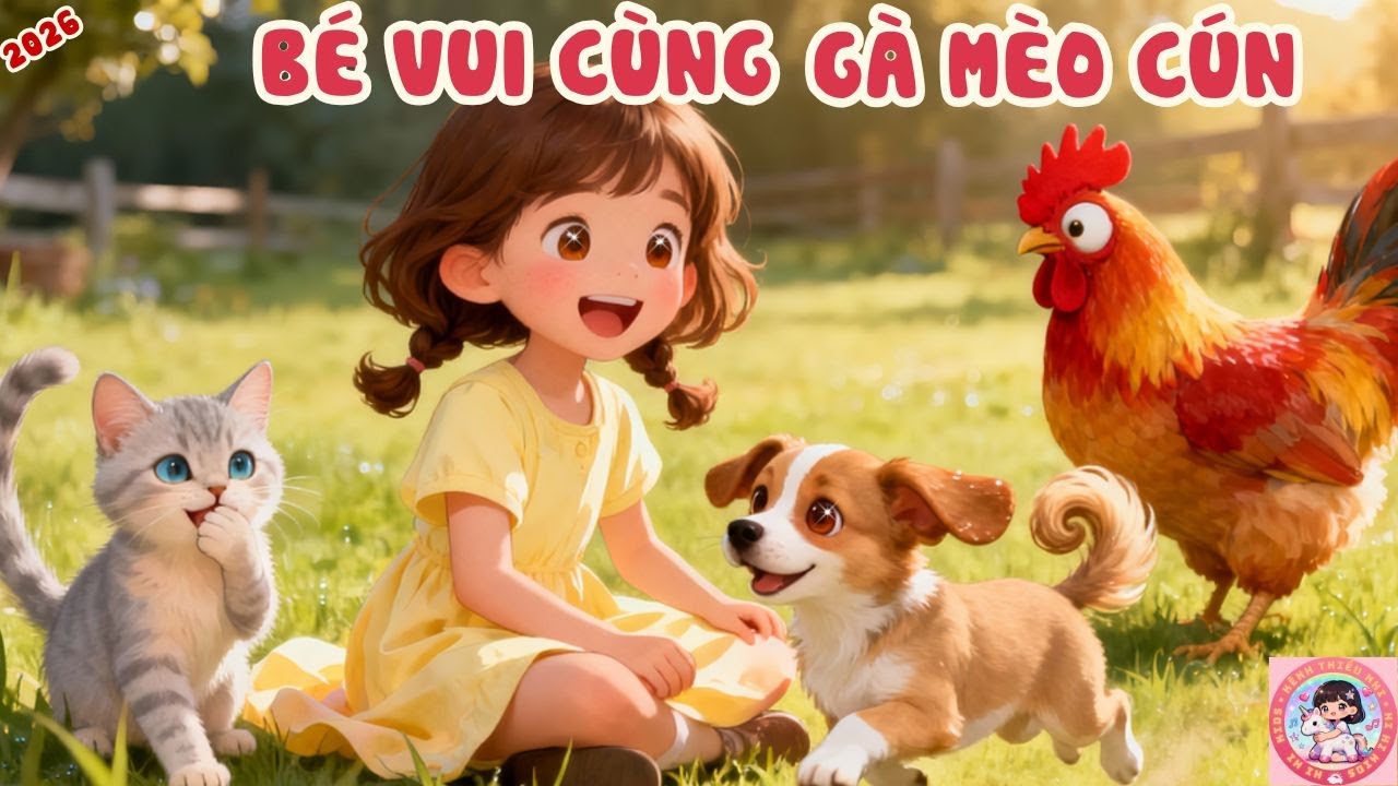 Bé Vui Cùng Gà 🐓 Mèo 🐱 Cún 🐶 | Nhạc Thiếu Nhi Vui Nhộn | Hoạt Hình Chibi Cho Bé 1–6 Tuổi