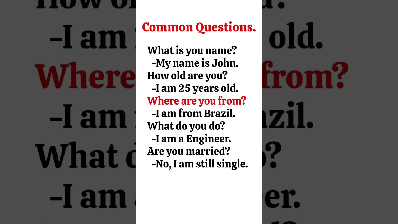 Common questions and answers you should know  #english #englishlanguage #vocabulary