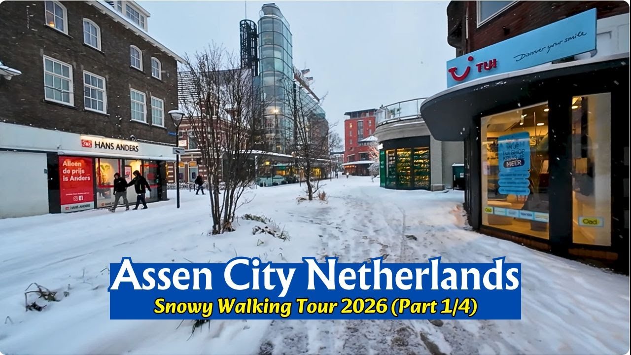 Assen Netherlands❄️Snowy Walking Tour in Assen City 2026 | Assen Snowy Streets Part- 1/4