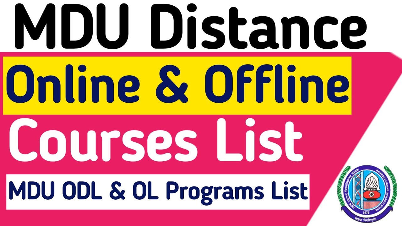 MDU Distance Courses List | MDU Distance Online & Offline Programs List 2024 | MDU DDE Program list