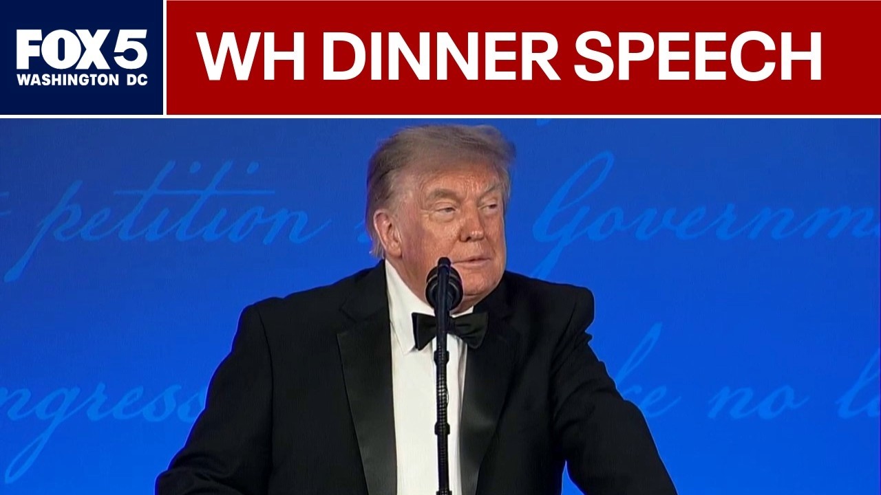 President Donald Trump shares speech at rescheduled White House Correspondents&rsquo; Dinner