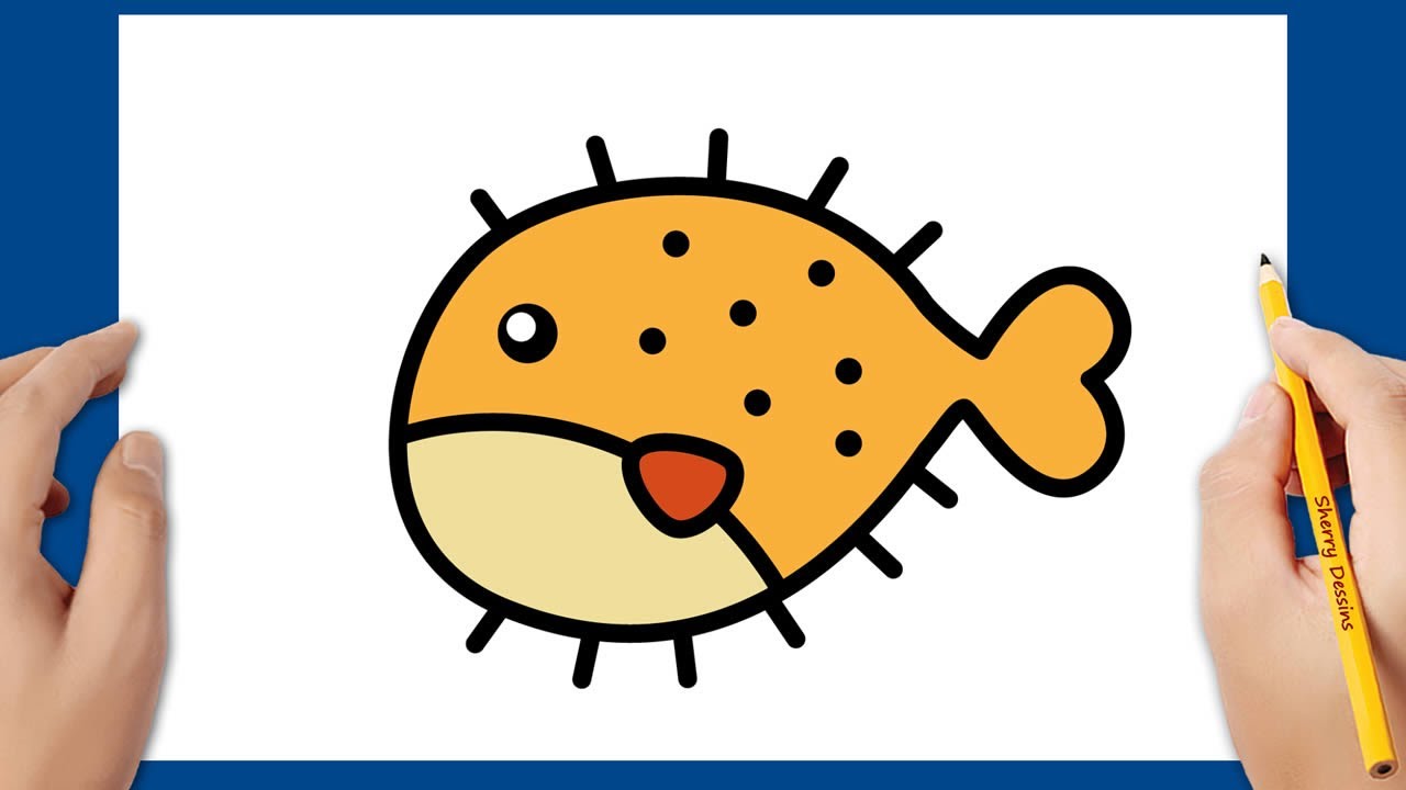 Comment dessiner un poisson globe | Dessins mignons et faciles
