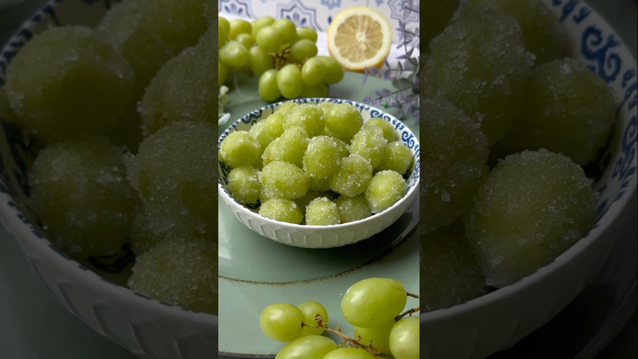 Uvas sour patch 🍇 2 tazas de uvas 1 lim&oacute;n1 lim&oacute;n amarillo 1 taza de az&uacute;car #receta #uvas #2025