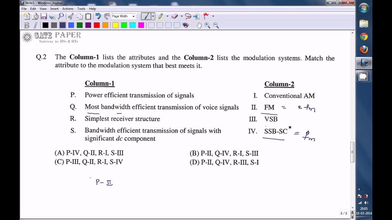 GATE 2011 ECE   Comparision of Analog Modulation Systems