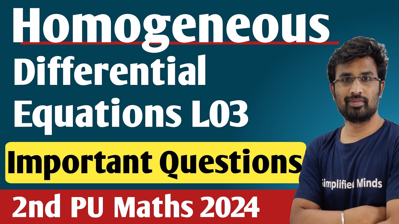 Homogeneous Differential Equations | Important Question | 2nd PUC Mathematics 2024