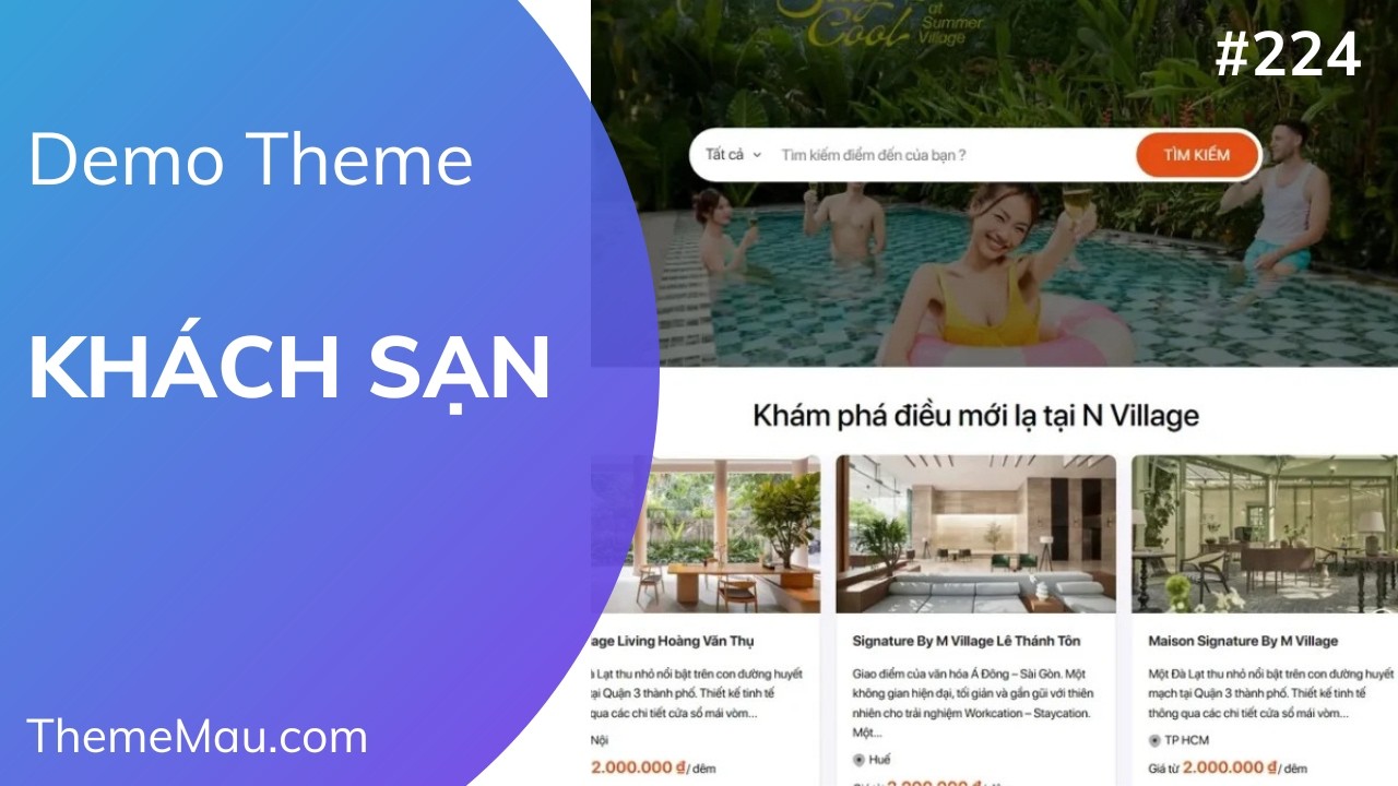 Демонстрация темы оформления отеля Village Hotel | thememau.com