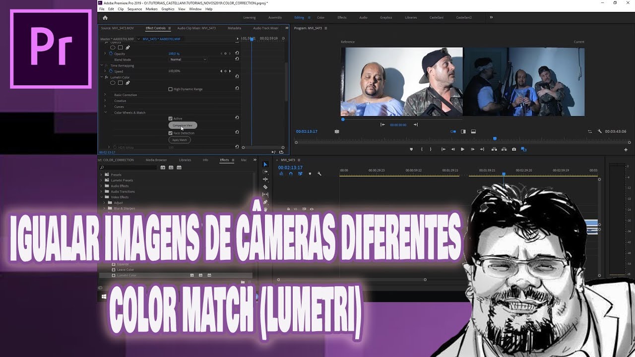Igualar imagens de câmeras diferentes - COLOR MATCH(LUMETRI)