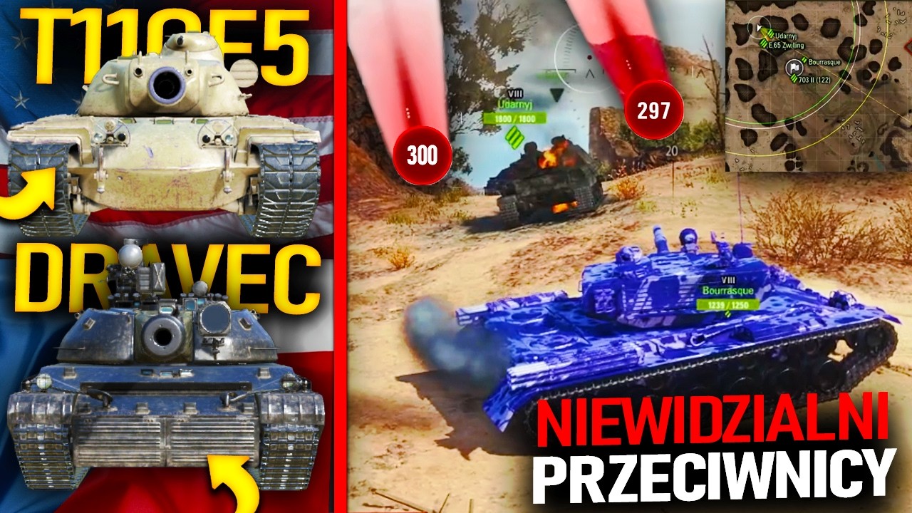 NIEWIDZIALNI PRZECIWNICY W WOT? - T110E5 i DRAVEC dominują randomy!