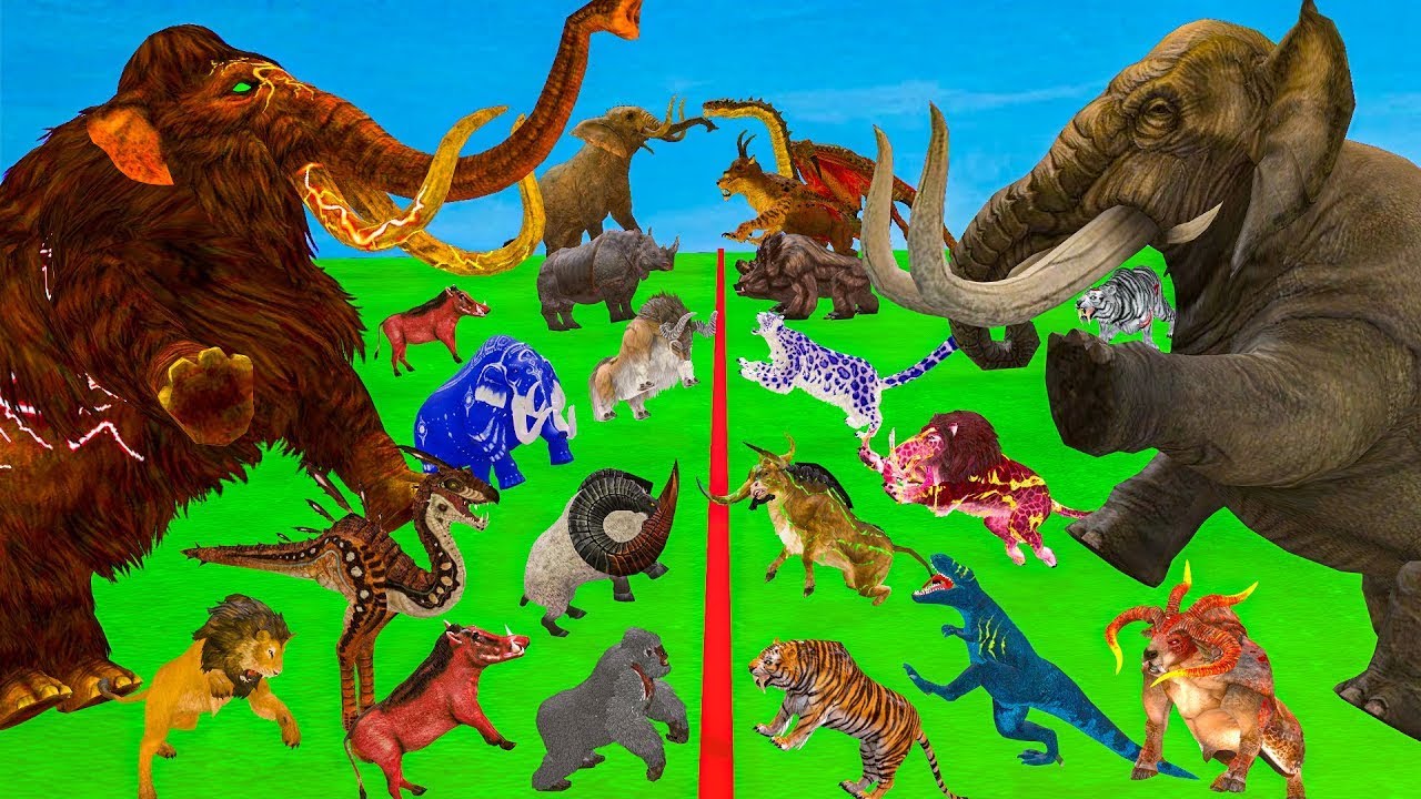 Prehistoric Mammoth vs Spidey Mammoth Size Comparison Epic Battle Animal Revolt Battle Simulator