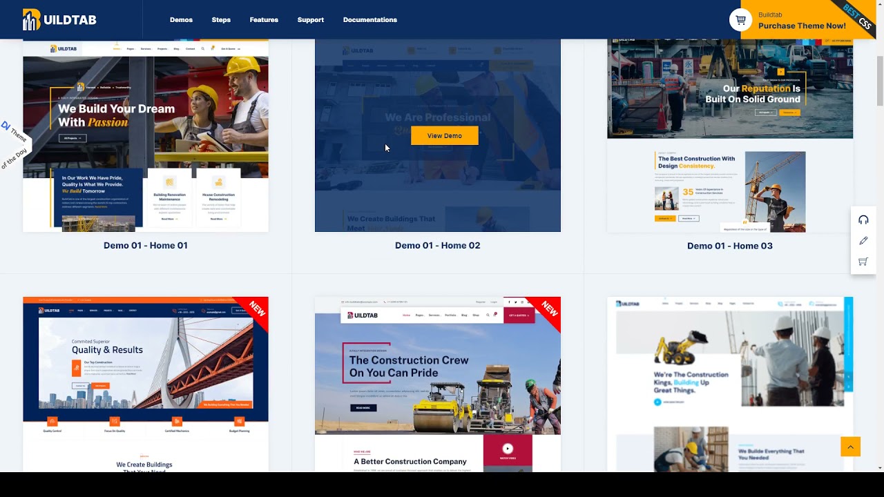 BuildTab - Construction Firm WordPress Theme UIUX designs building firm