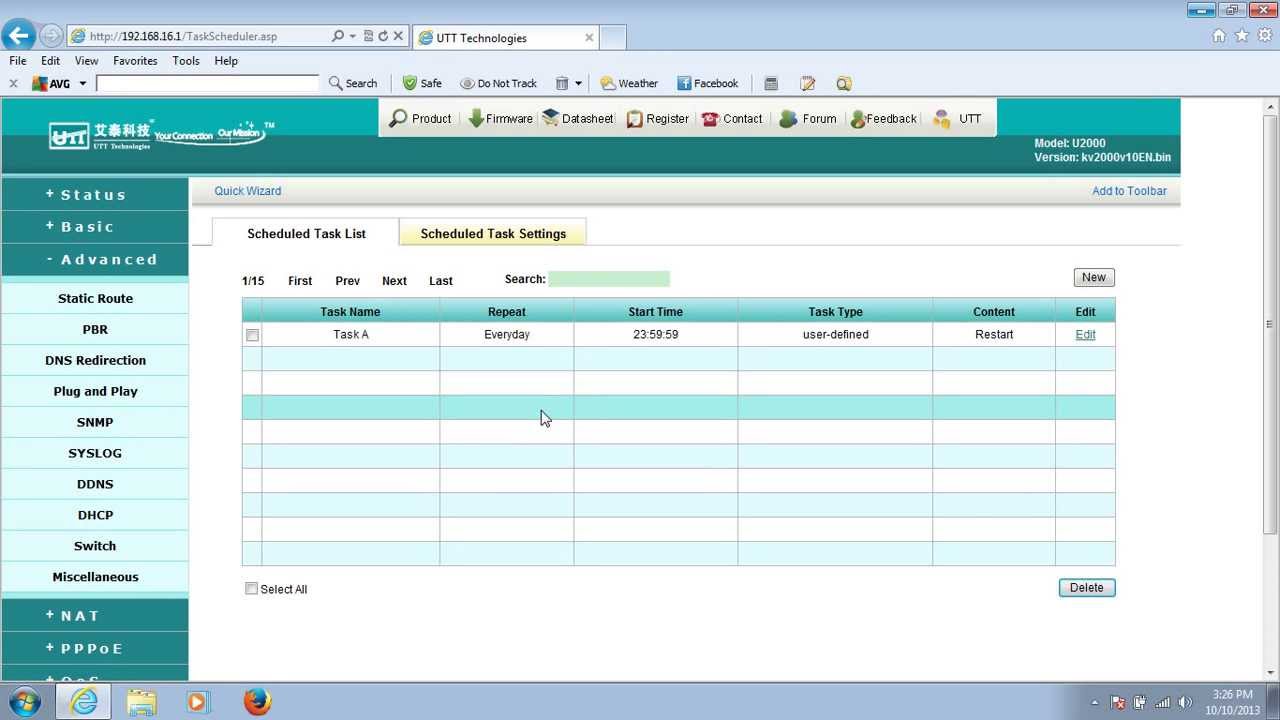 How to restart UTT router automatically according to the schedule?