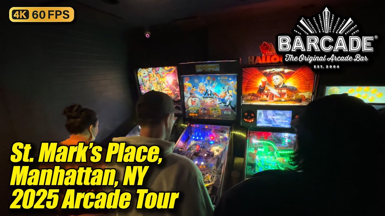 Barcade arcade tour @ St. Mark's Place (Manhattan NY), new March 2025 full 4K walkthrough
