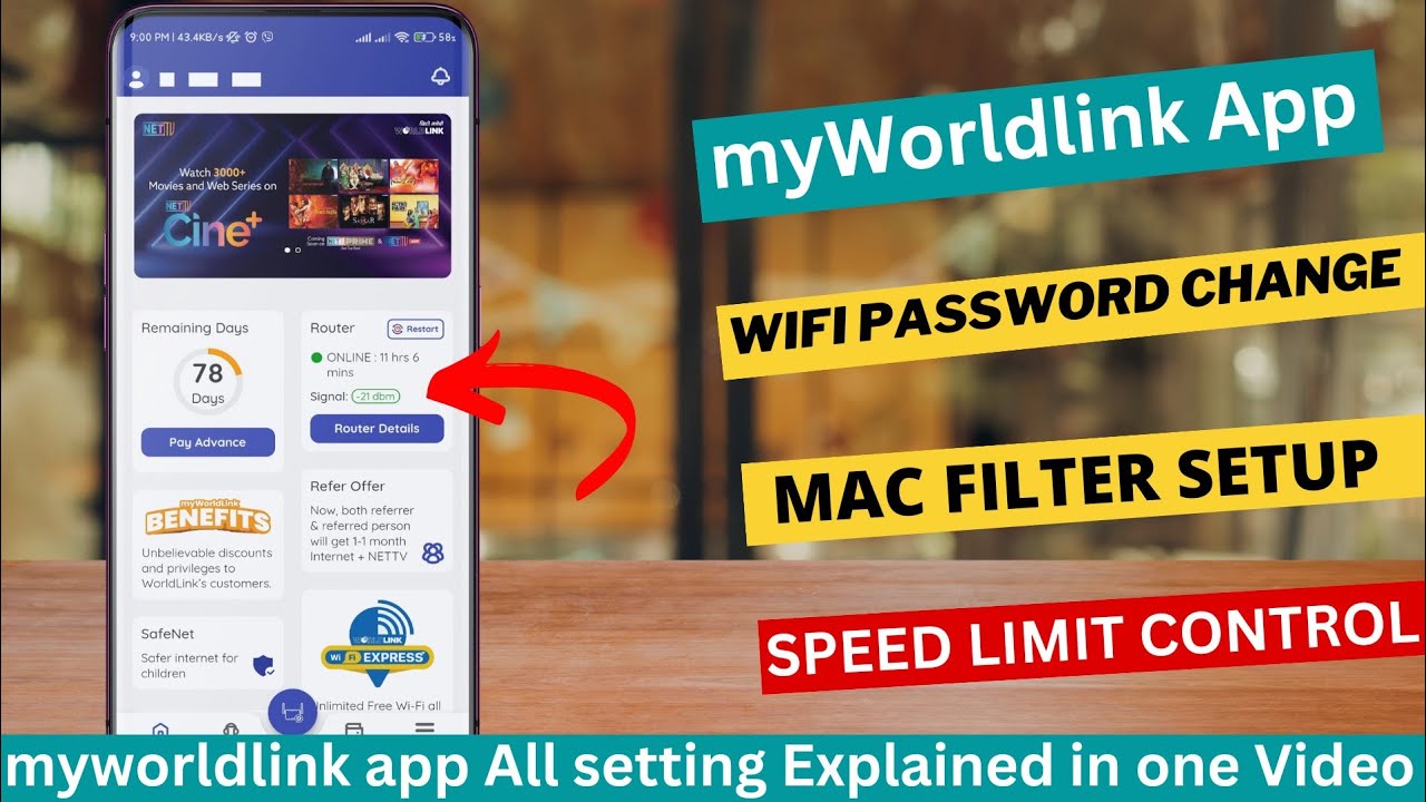 myWorldlink App All Settings Explained | Worldlink WiFi password Change | MAC Filtering Worldlink