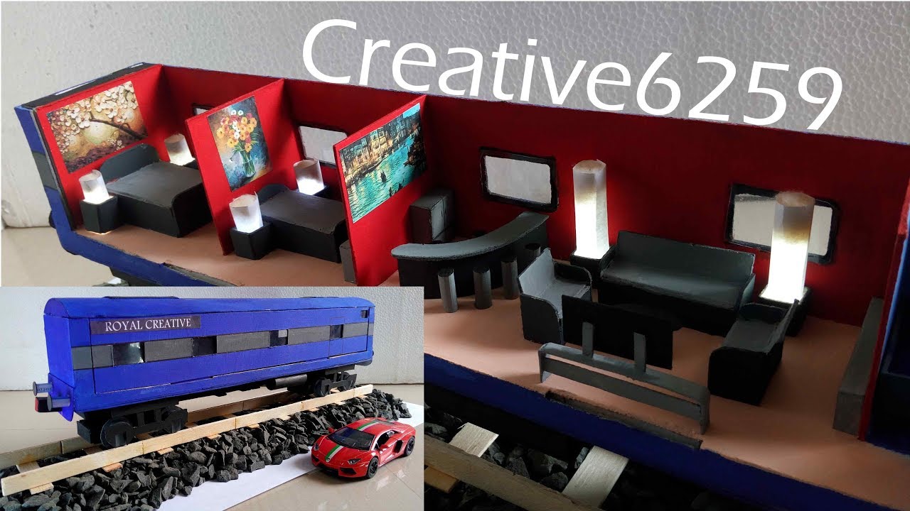 How To Make RC Train Engine - Luxurious Train Coach Using Cardboard -DIY Scale Model - RC Train