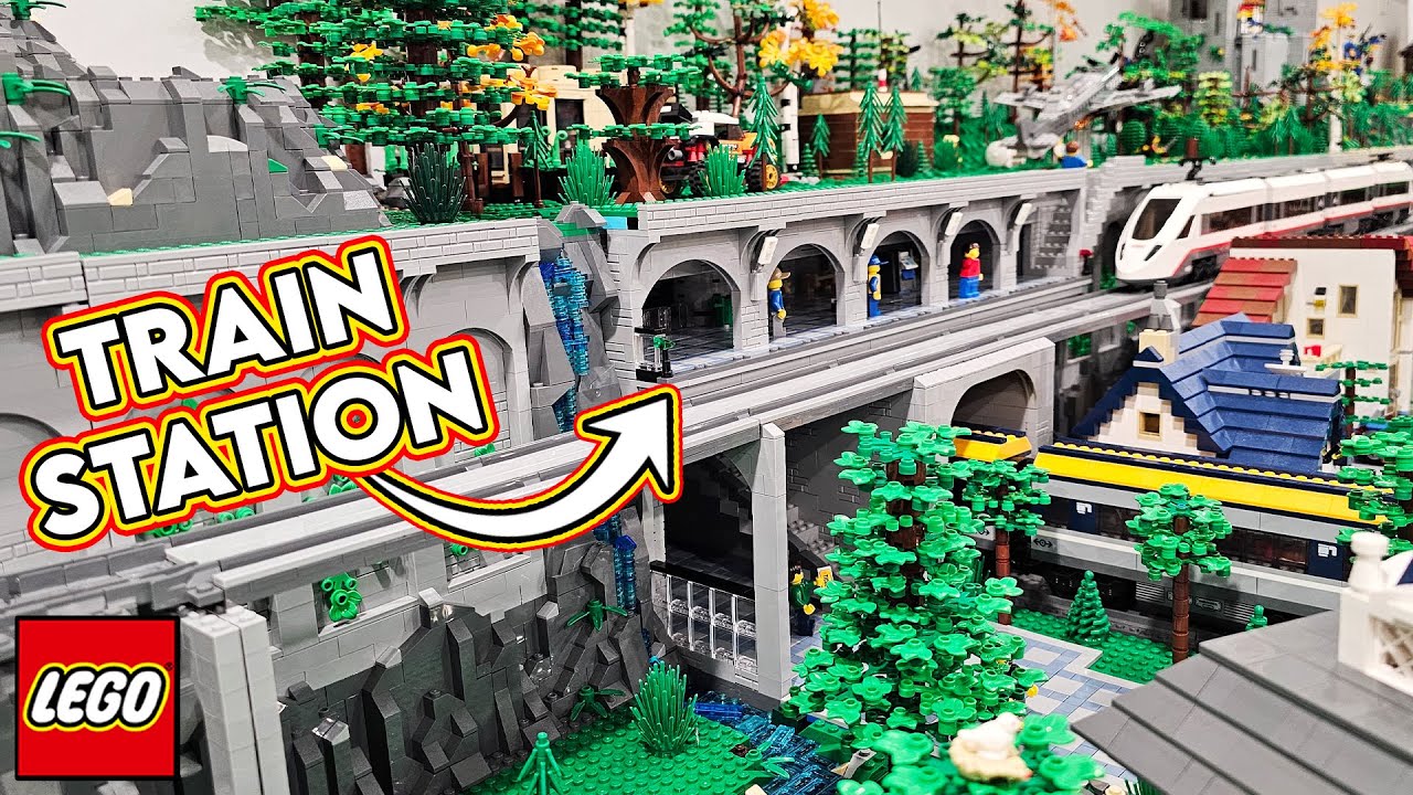 Железнодорожная станция с приподнятой платформой LEGO City завершена и установлена