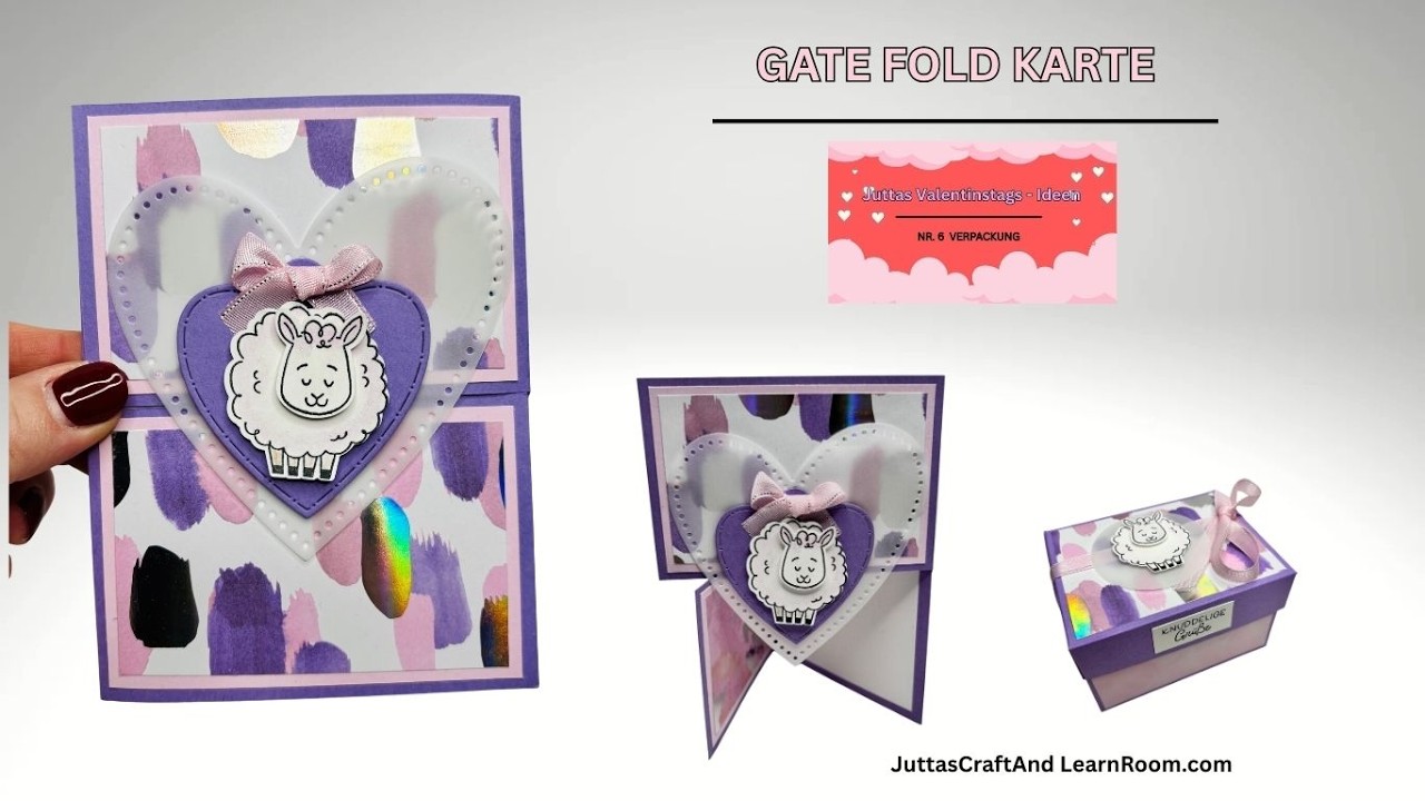 Valentinstagskarte basteln mit Stampin’ Up! | Gate Karte | Knuddelschaf | 14 Tage – 14 Ideen