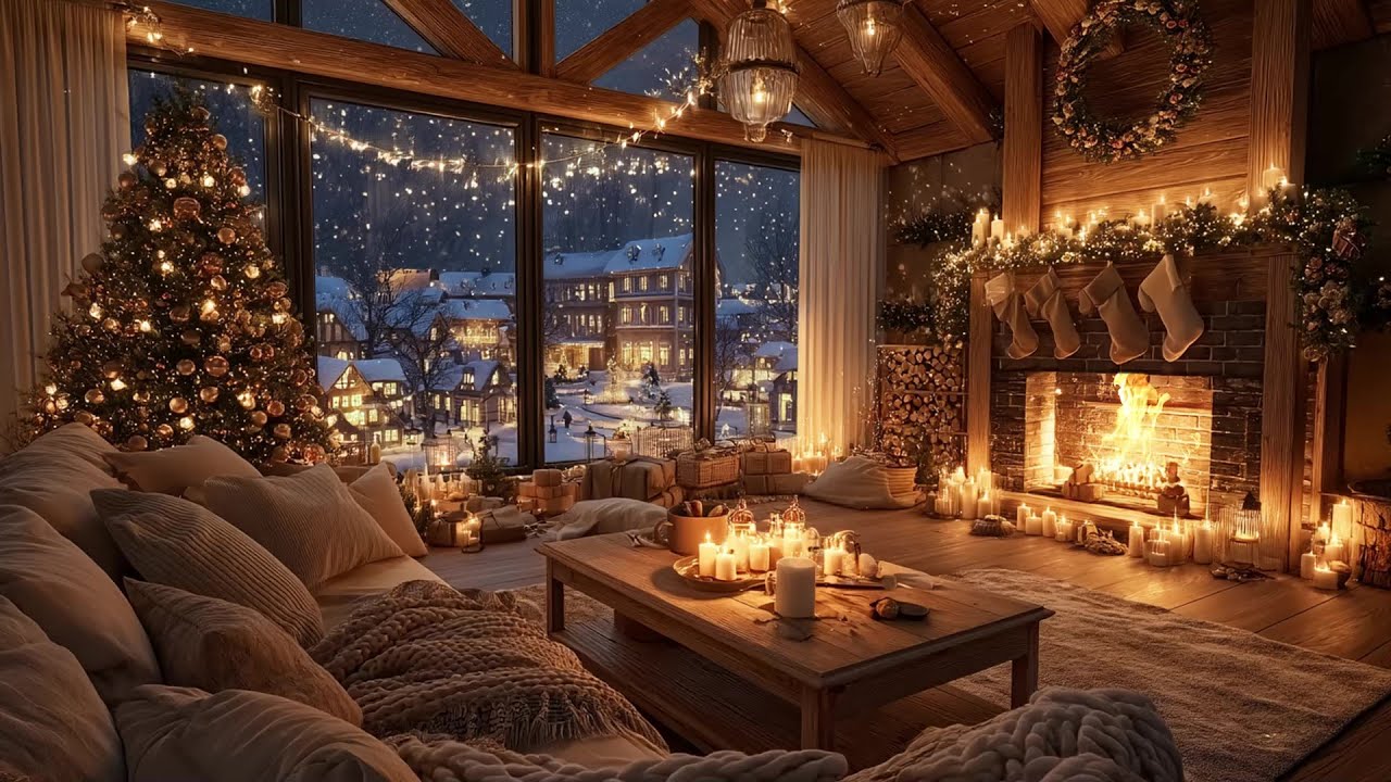 Gentle Christmas Music with a Fireplace | Relaxing Christmas Music, Soothing Christmas Atmosphere