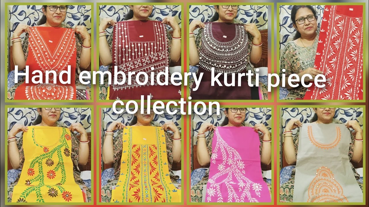 Boutique collection.. pure cotton hand embroidery kurti piece collection..contact number -7811089698