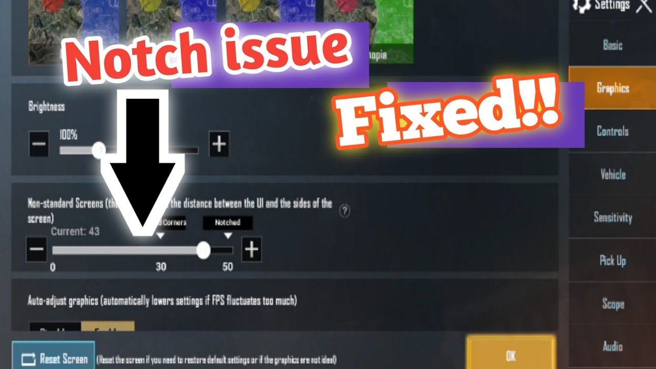 how to fix notch problem in pubg mobile | notch issue