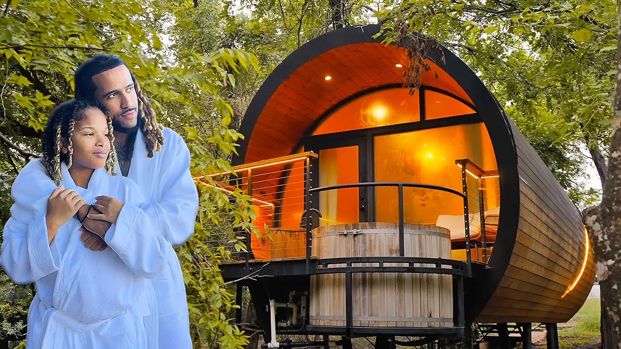 WE CAMPED IN THE SMALLEST LUXURY CABIN IN THE MIDDLE OF THE WOODS!