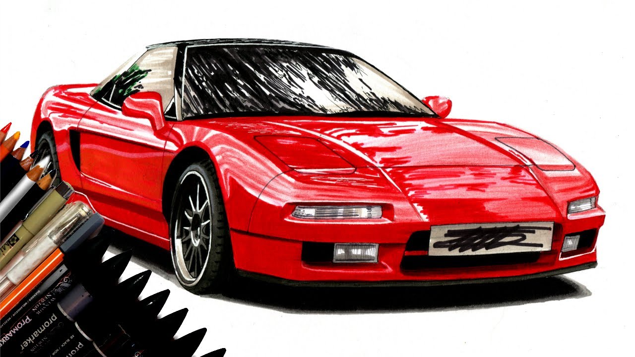 Realistic Car Drawing - Honda/Acura NSX - Time Lapse - Drawing Ideas