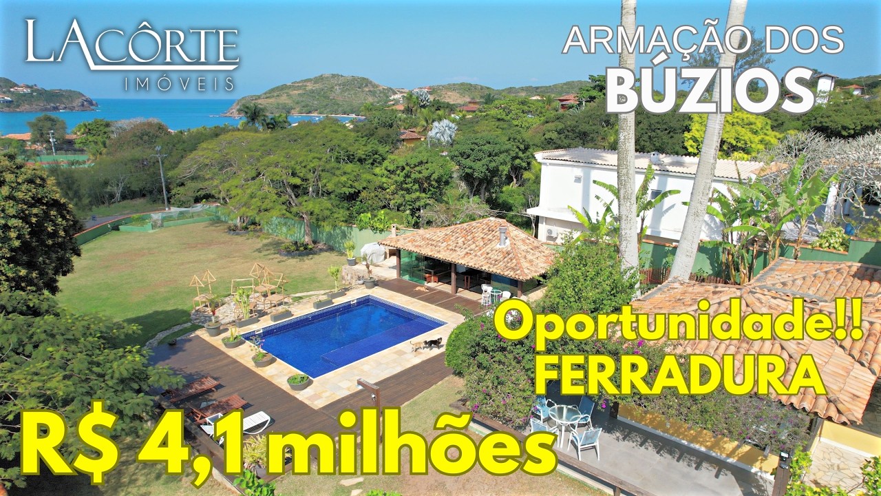 BÚZIOS: OPORTUNIDADE na FERRADURA! Casa de praia com Vista MAR e terrenão! Mansão quase pé na areia!