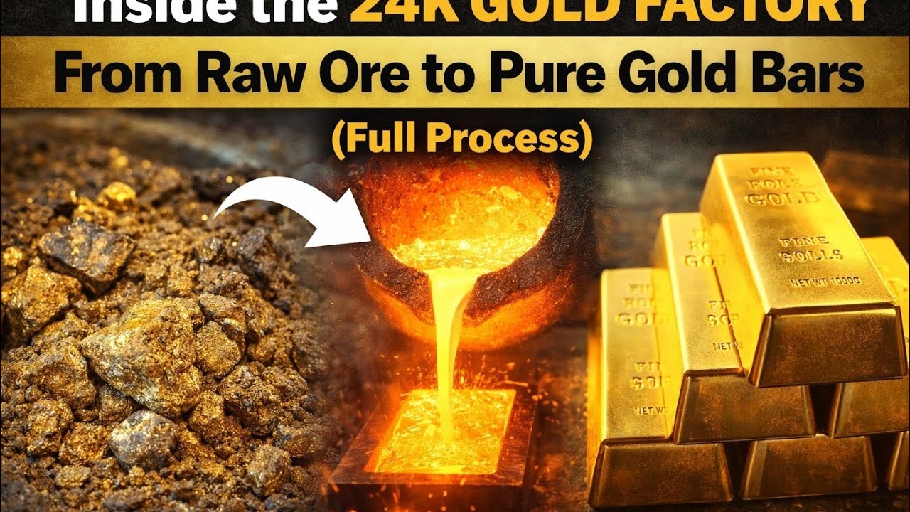 Inside the 24K Gold Factory: From Raw Ore to Pure Gold Bars (Full Process)