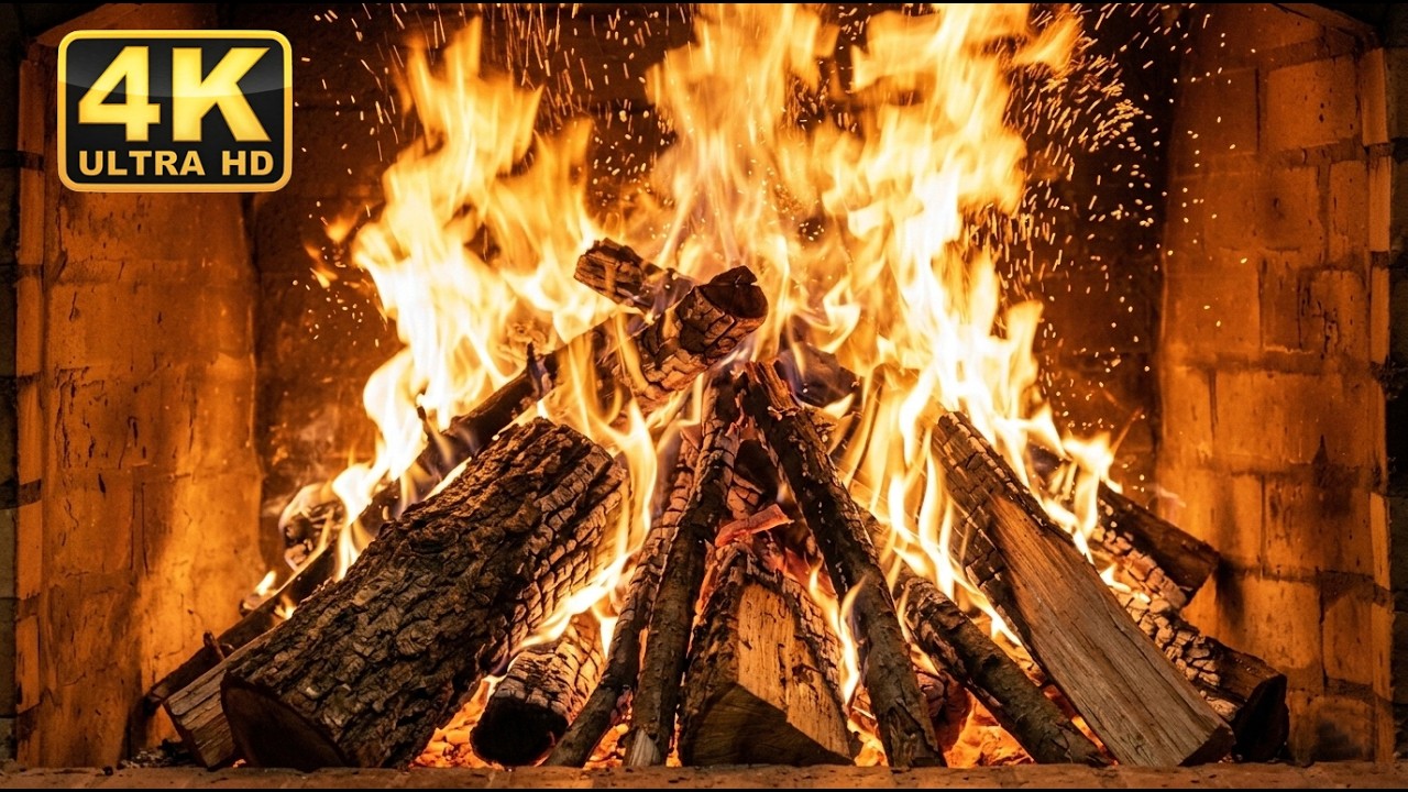 🔥 Fireplace 12 Hours (4K Ultra HD) . Relaxing Fire Burning & Crackling Sounds