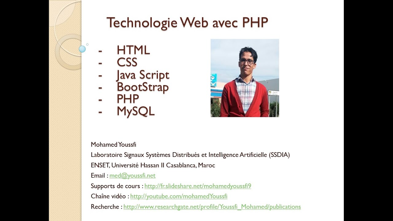 Part 3  Technologie Web avec PHP HTML BootStrap PHP MySQL Autentification M Youssfi
