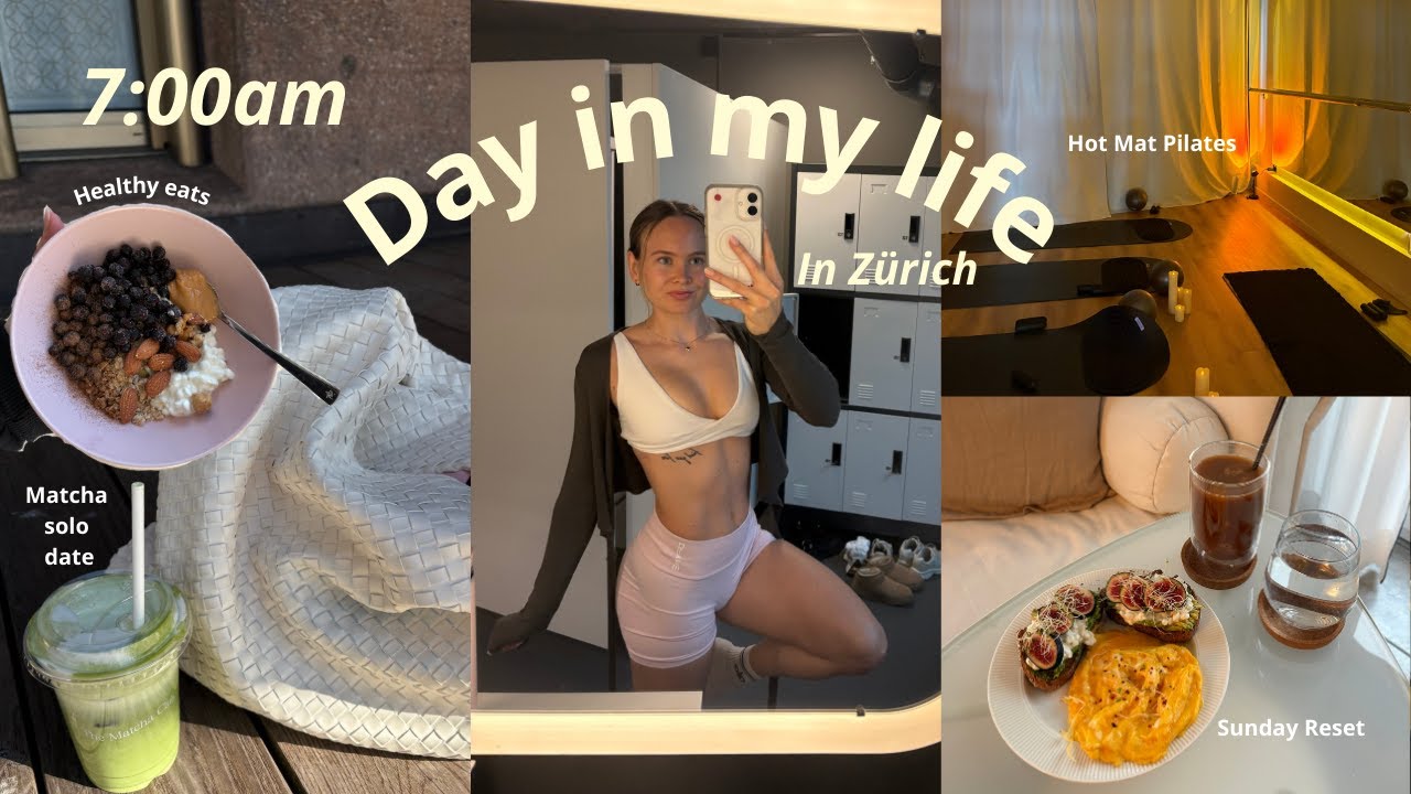 My 7AM Sunday Reset in Zurich | Hot Mat Pilates, Matcha & Meal Prep