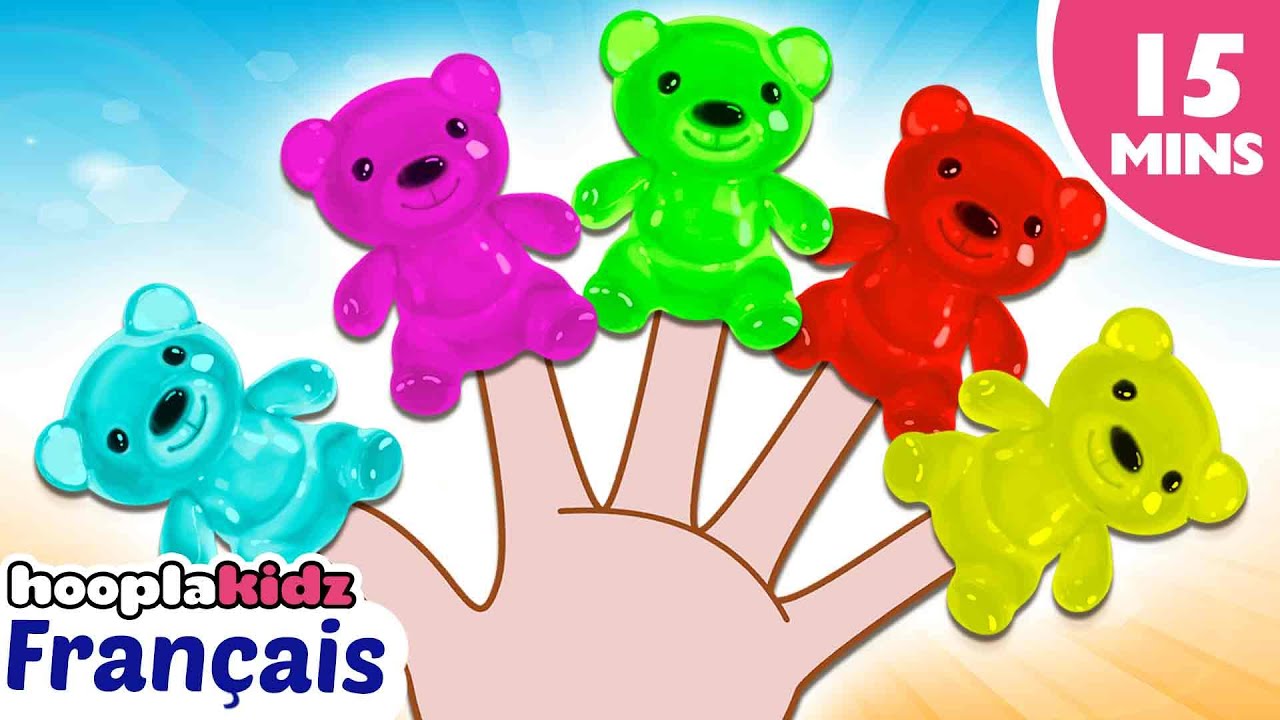 [4K] Famille De Doigts D'ours Gommeux | Chansons Pour Bébé | HooplaKidz Franҫais