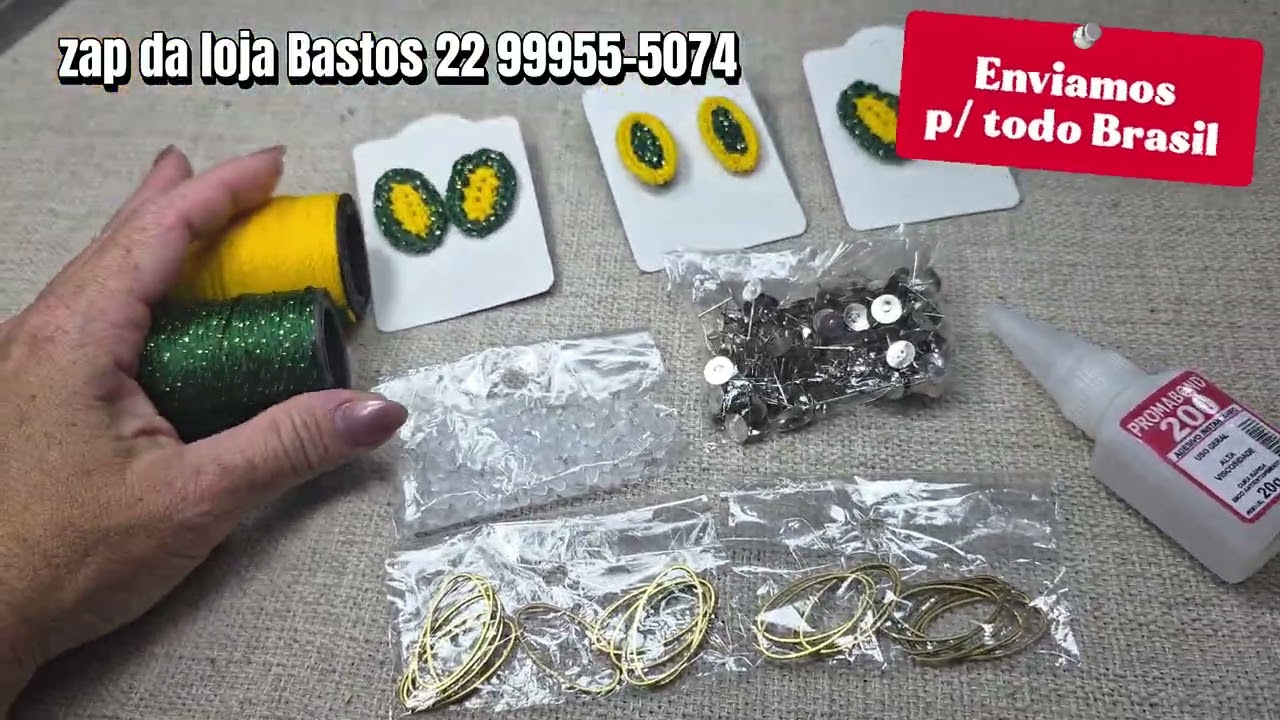 Brinco Crochê Brasil  pequeno 