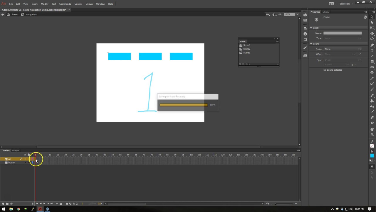 Adobe Animate CC - Scene Navigation Using ActionScript 3