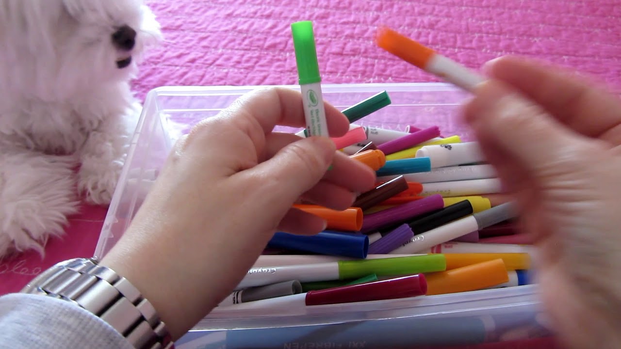 🎧 ASMR - Rummaging and Sorting - Markers, Pencils and Crayons ✏️ No Talking