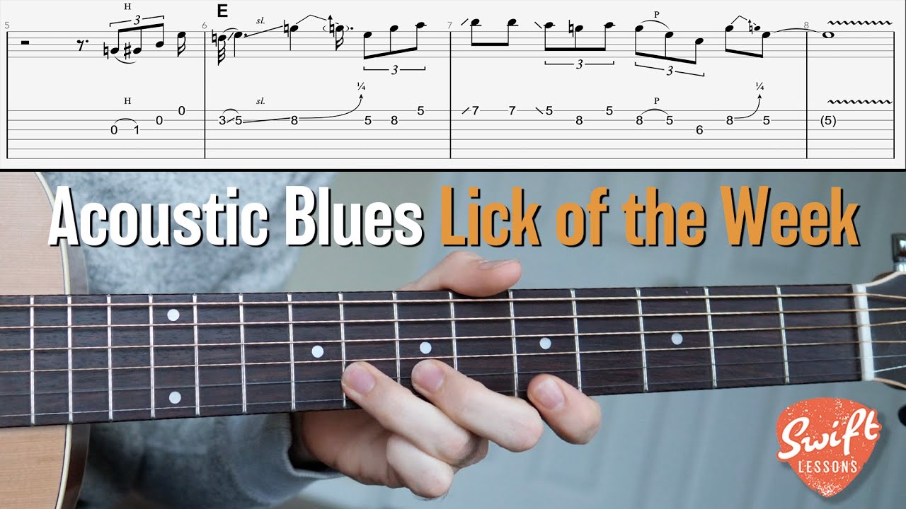 Classic Acoustic Blues Lick in Emaj - Guitar Lesson w/ Tabs!